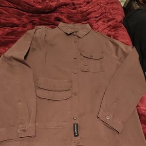 NATIVE YOUTH Men's Tan Utility Shirt Jacket